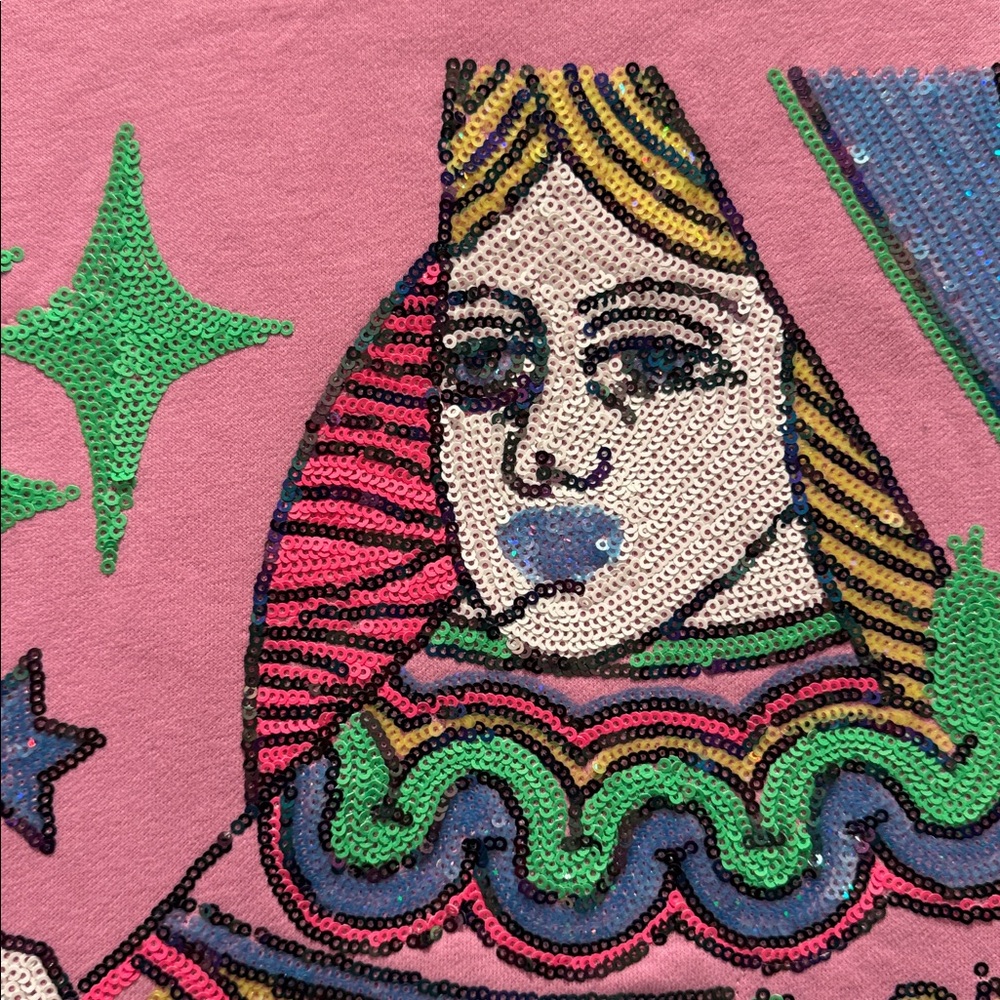 Queen of Sparkles pink queen card sweatshirt dress Medium NWT - Picture 2 of 6